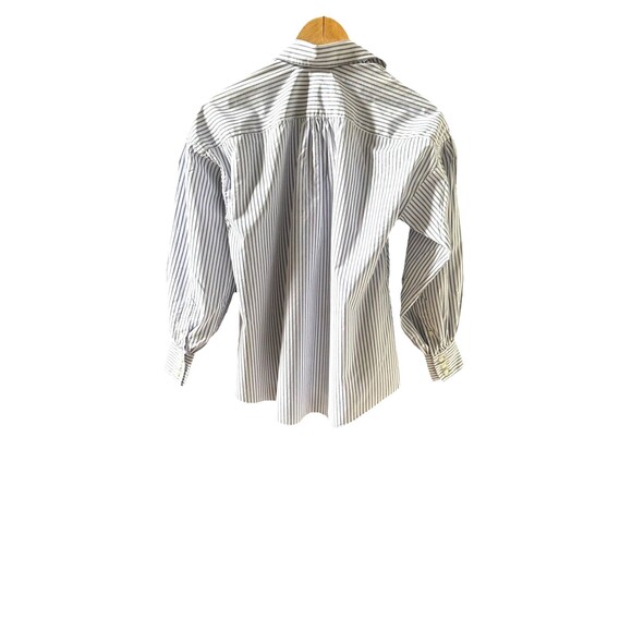 Ann Mashburn Mandarin Paulina Size XS Button Up Blue Striped Shirt Poplin - Picture 2 of 11